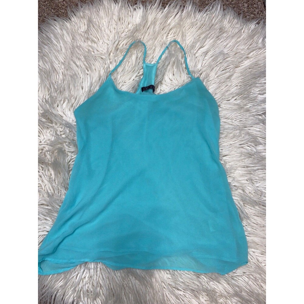 Love Culture women's aqua tank top size medium 100% polyester summer lightweight